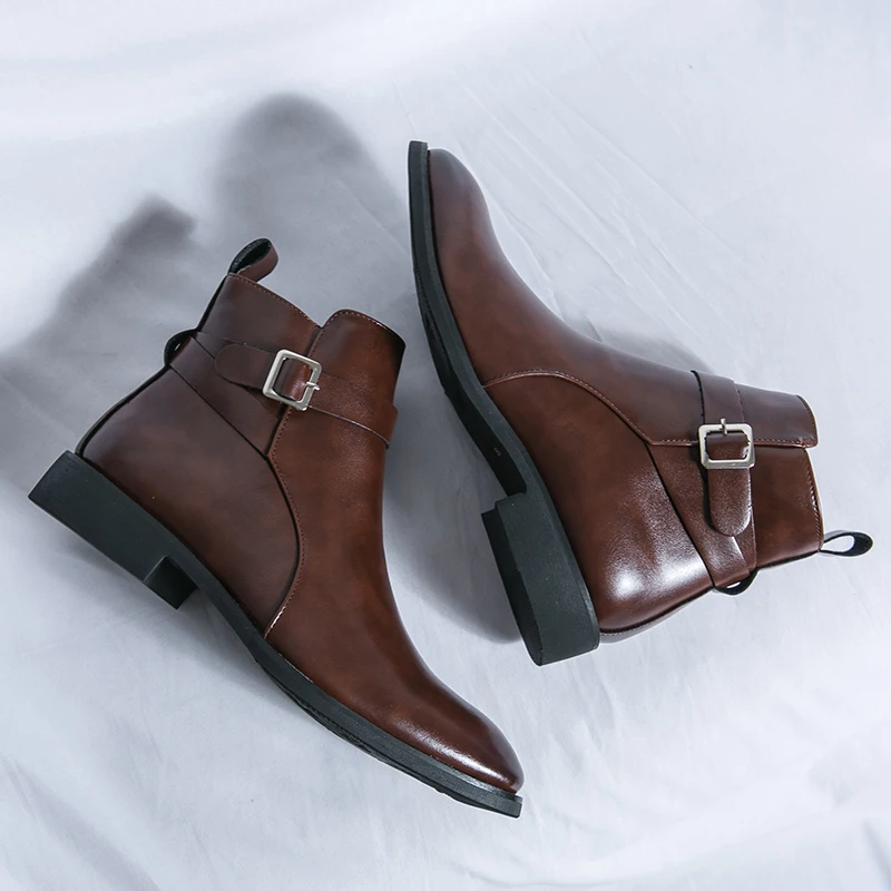 Men Formal Wear With Boots - 패션 디자이너 남성용 지적 가죽 부츠