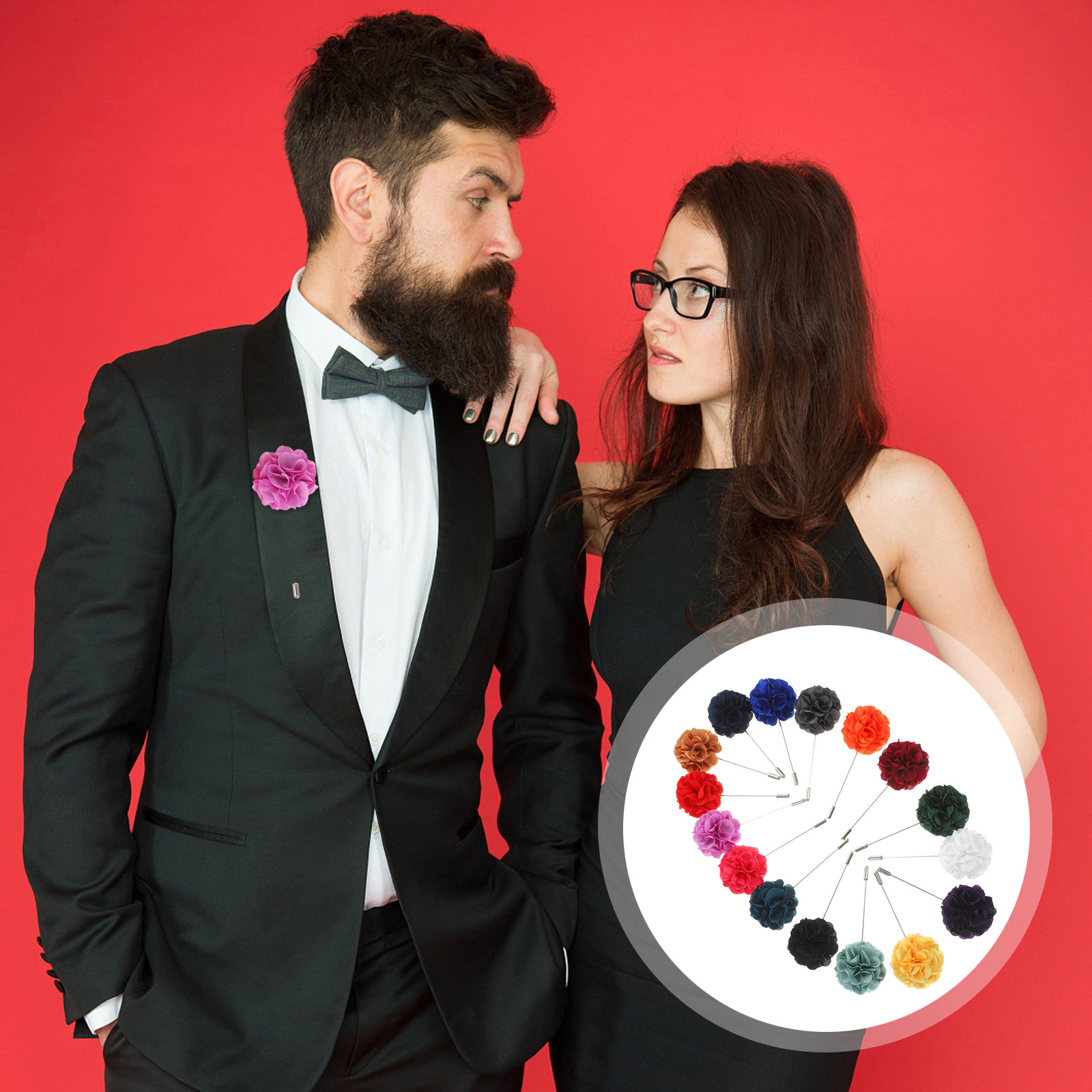 Men Formal Wear Clothes - 16개입 우아한 남성용 라펠 핀 꽃