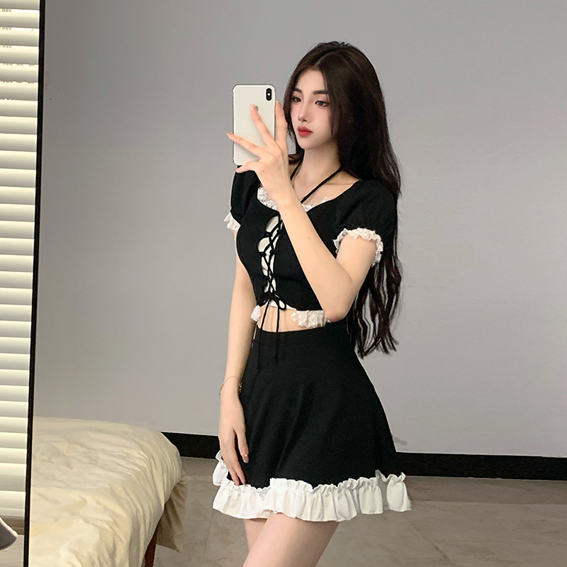 Slim Fit Suit Set - 인스타그램 스타일 여성 투피스 스커트 수영복