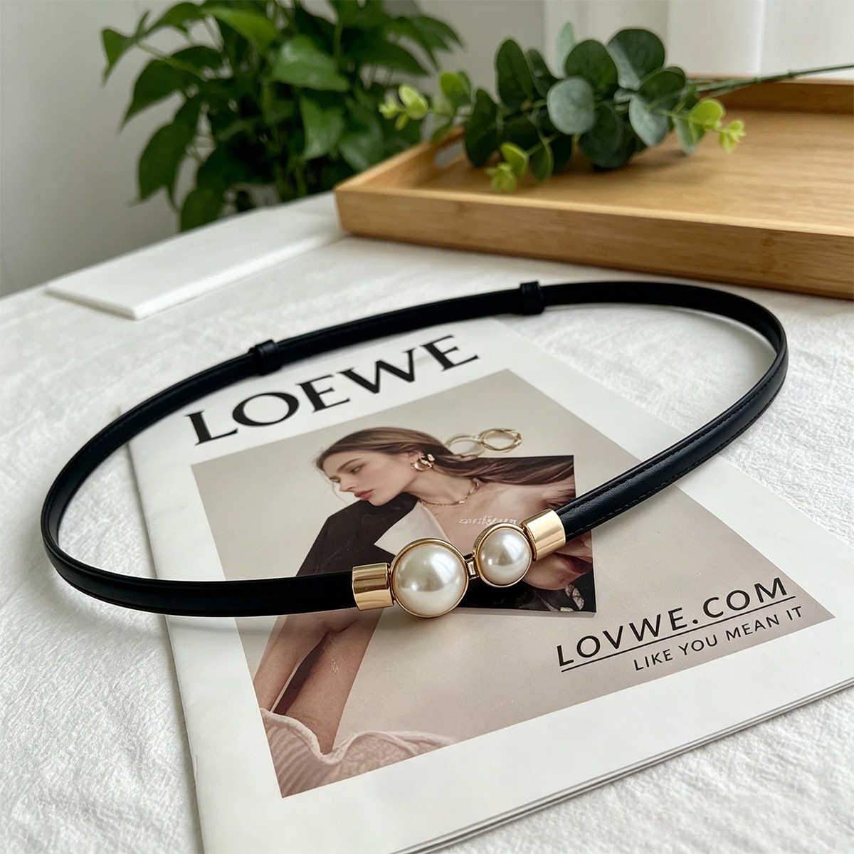Formal Belt Leather Thin - 여성용 얇은 PU 가죽 허리 벨트