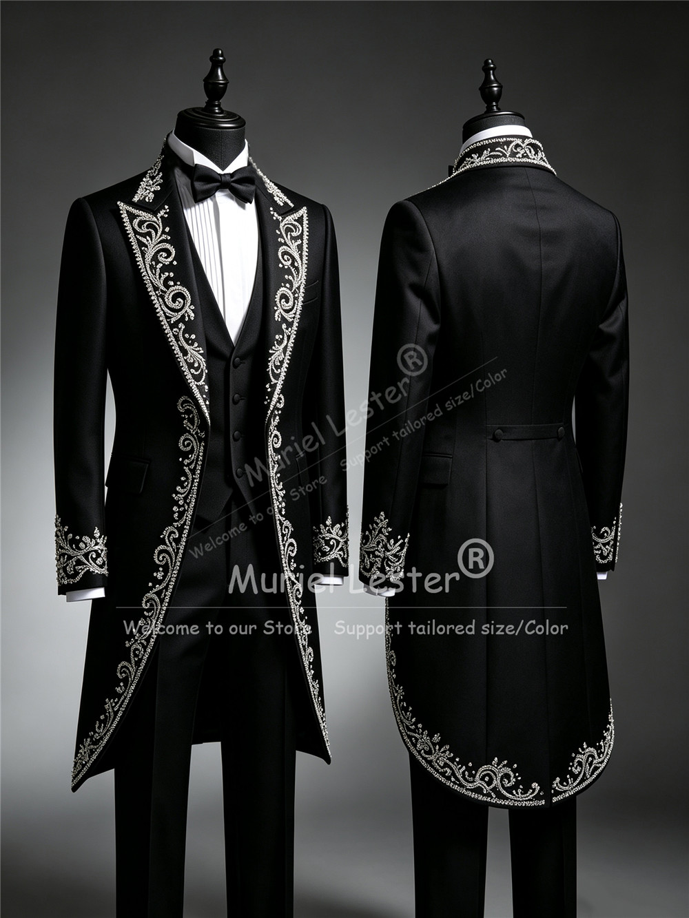 Men Formal Wear Clothes - 남성용 브릴리언트 크리스탈 비딩 턱시도 슈트