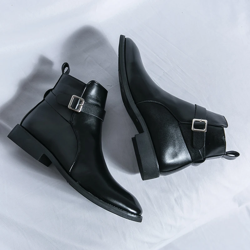 패션 디자이너 남성용 지적 가죽 부츠 영국 비즈니스 드 - Men Formal Wear With Boots 리뷰 및 가격