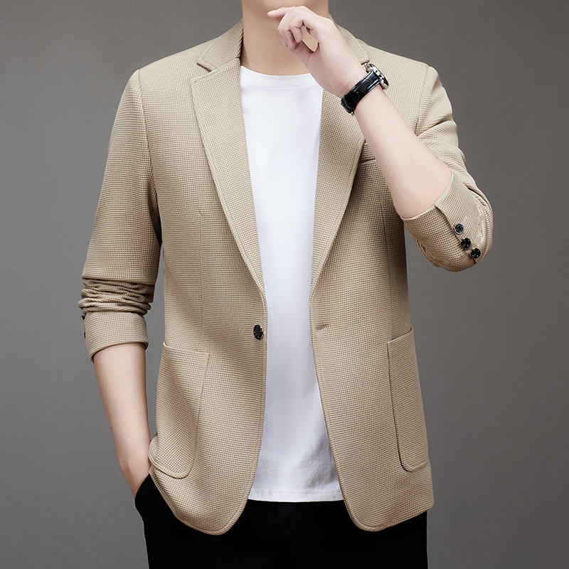 남성용 원버튼 수트 새로운 패션 솔리드 컬러 와플 원단 - Men Formal Wear Clothes 리뷰 및 가격