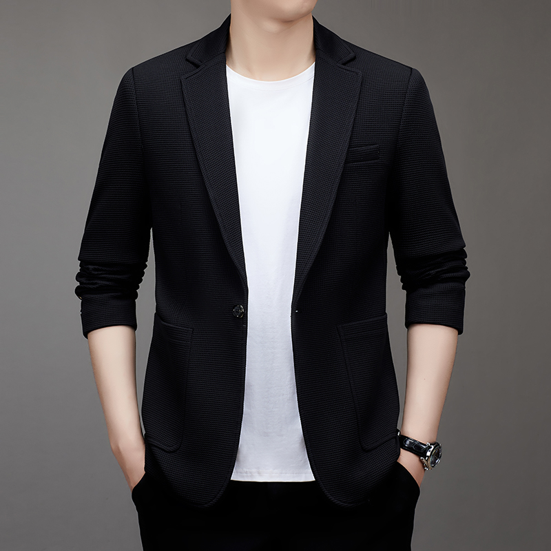 남성용 원버튼 수트 새로운 패션 솔리드 컬러 와플 원단 - Men Formal Wear Clothes 리뷰 및 가격
