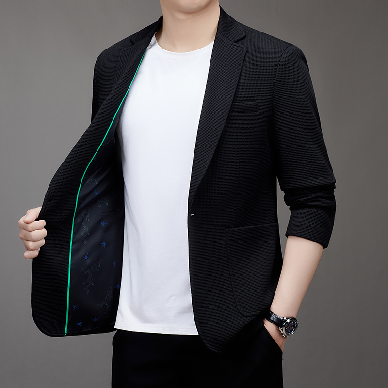 남성용 원버튼 수트 새로운 패션 솔리드 컬러 와플 원단 - Men Formal Wear Clothes 리뷰 및 가격