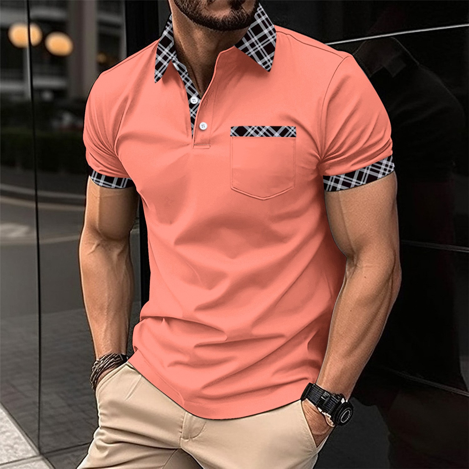 남성용 캐주얼 통기성 편안한 POLO 셔츠, 앞주머니, - Men Formal Wear Combination 리뷰 및 가격