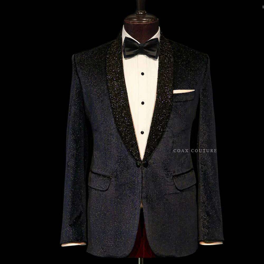 우아한 2피스 웨딩 수트 슬림핏 숄 라펠 더블 브레스티 - Men Formal Wear Clothes 리뷰 및 가격