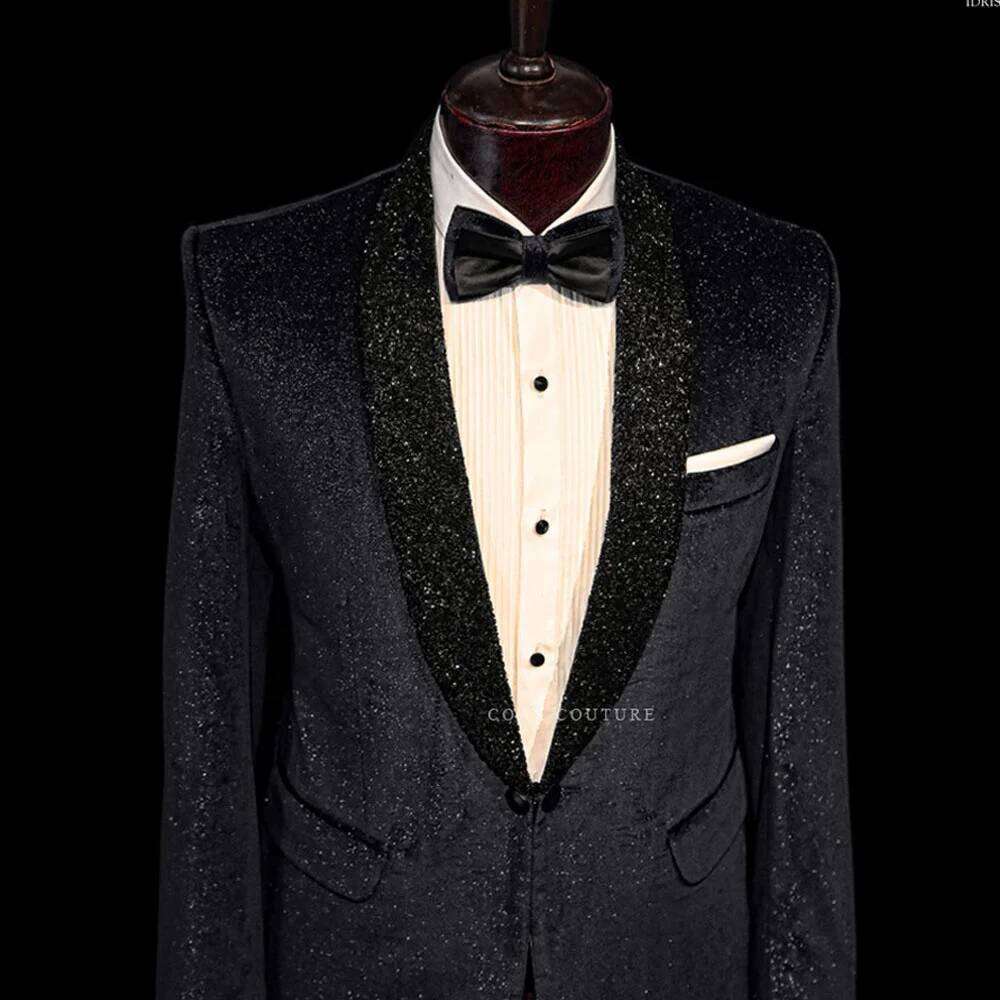 우아한 2피스 웨딩 수트 슬림핏 숄 라펠 더블 브레스티 - Men Formal Wear Clothes 리뷰 및 가격