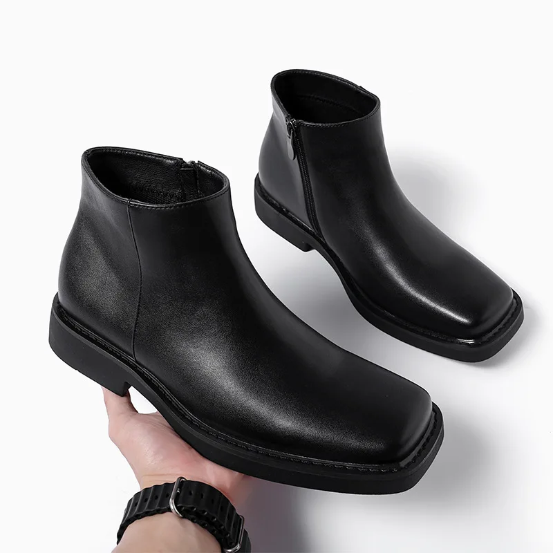 블랙 새로운 패션 남성 캐주얼 가죽 신발 가을 겨울 드 - Men Formal Wear With Boots 리뷰 및 가격