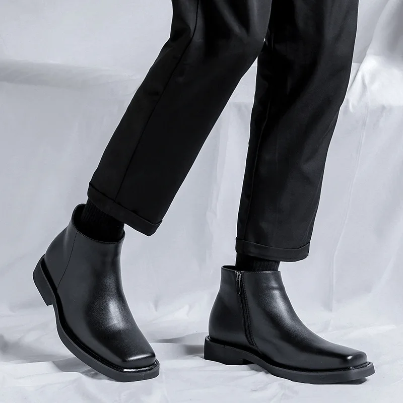 블랙 새로운 패션 남성 캐주얼 가죽 신발 가을 겨울 드 - Men Formal Wear With Boots 리뷰 및 가격