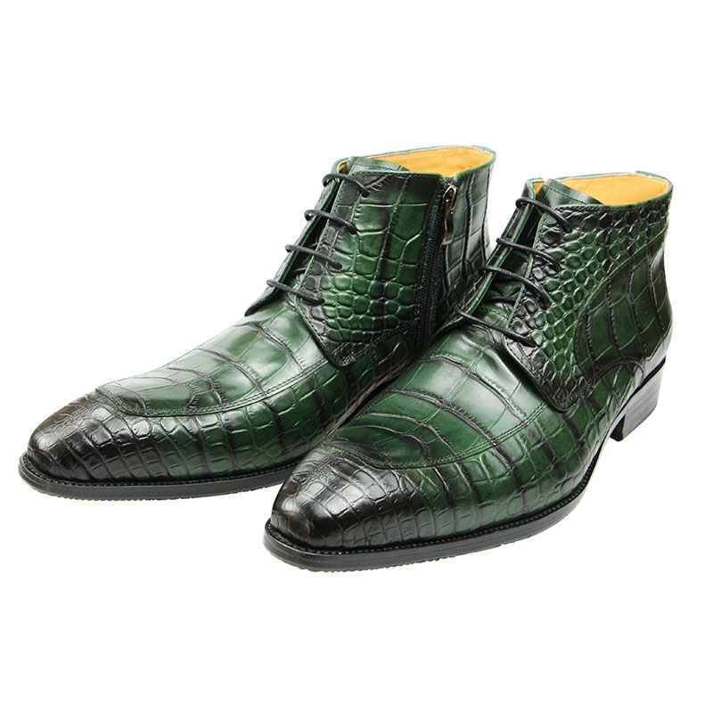 순수 소가죽 가죽 스킨 프린트 레이스업 앵클 부츠, 순 - Men Formal Wear With Boots 리뷰 및 가격