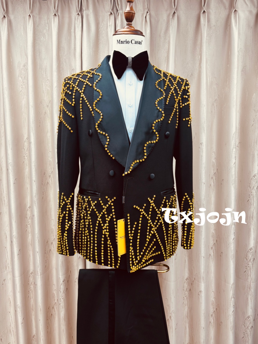 남성 고급 비즈 장식 수트 세트 2피스 자켓 바지 파티 - Men Formal Wear Clothes 리뷰 및 가격
