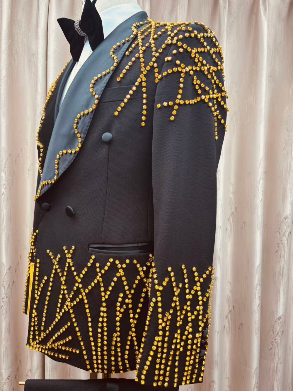 남성 고급 비즈 장식 수트 세트 2피스 자켓 바지 파티 - Men Formal Wear Clothes 리뷰 및 가격