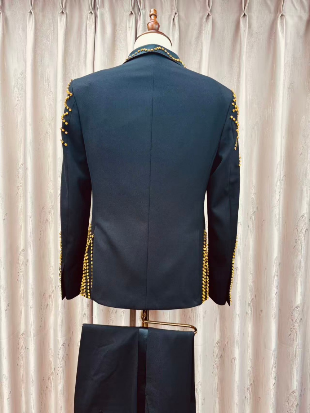 남성 고급 비즈 장식 수트 세트 2피스 자켓 바지 파티 - Men Formal Wear Clothes 리뷰 및 가격
