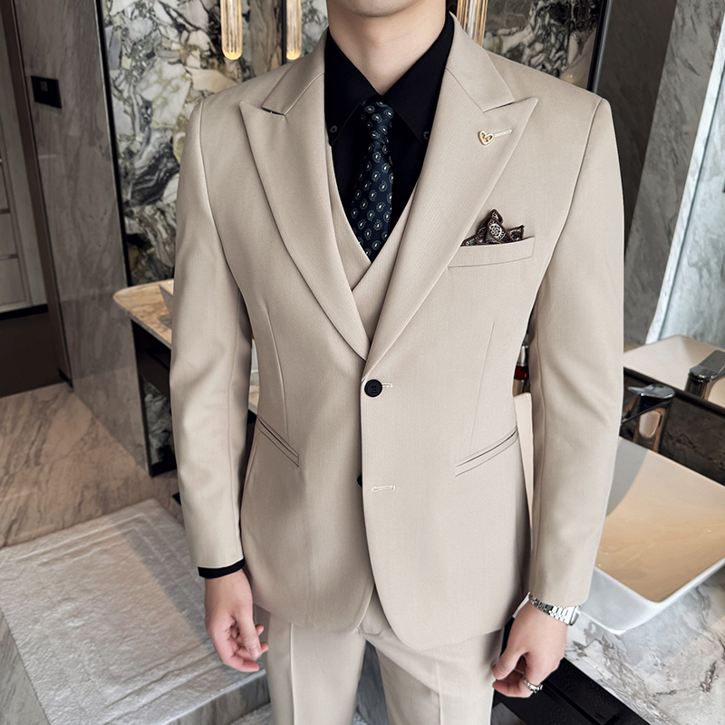 슬림 피트 3 피스 세트 한국 스타일 2 버튼 신랑 들 - Slim Fit Suit Set 리뷰 및 가격
