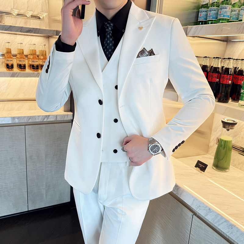 슬림 피트 3 피스 세트 한국 스타일 2 버튼 신랑 들 - Slim Fit Suit Set 리뷰 및 가격