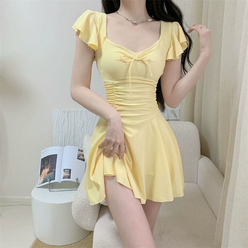 2026 여성용 오픈 백 반팔 수영복 솔리드 컬러 슬리 - Slim Fit Suit Set 리뷰 및 가격