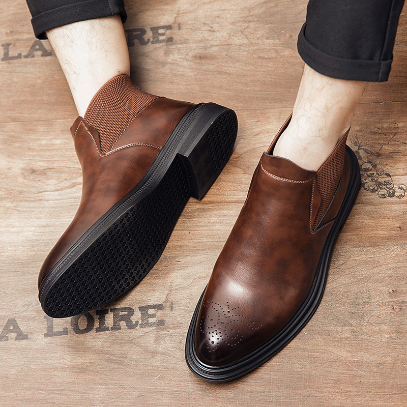 하이탑 가죽 신발은 남성용 브로그 레트로 영국 스타일  - Men Formal Wear With Boots 리뷰 및 가격