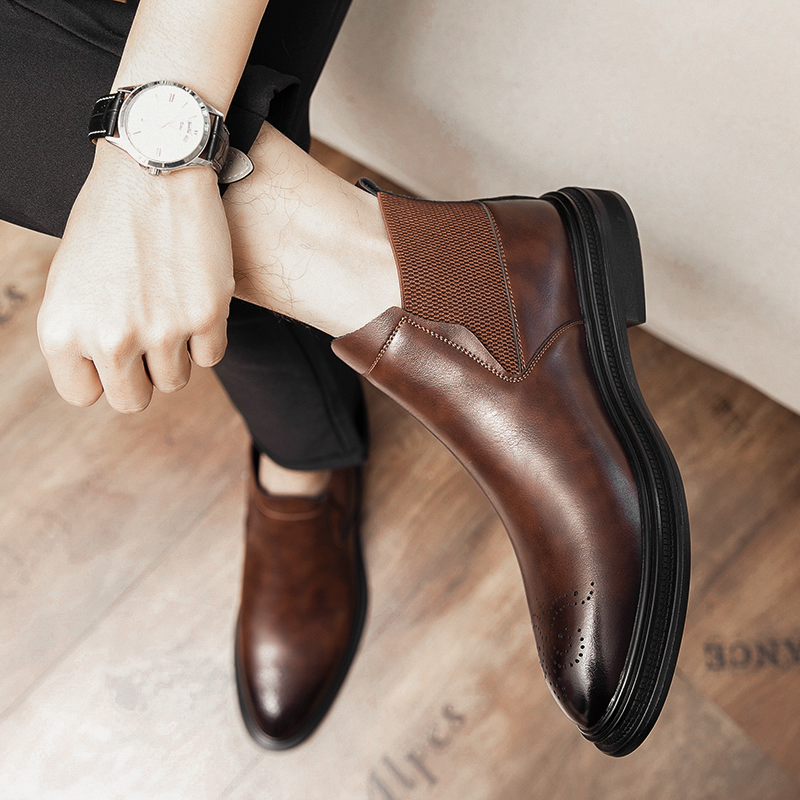 하이탑 가죽 신발은 남성용 브로그 레트로 영국 스타일  - Men Formal Wear With Boots 리뷰 및 가격