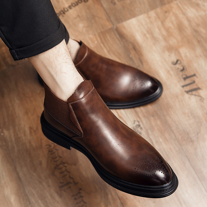 하이탑 가죽 신발은 남성용 브로그 레트로 영국 스타일  - Men Formal Wear With Boots 리뷰 및 가격