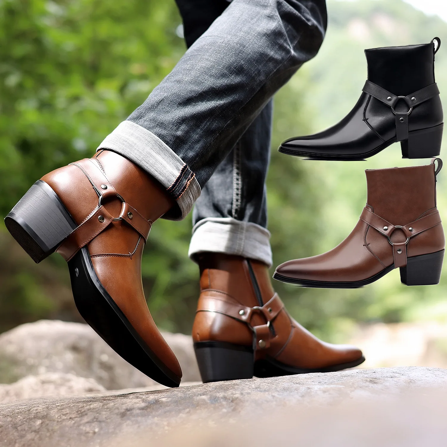 클래식 웨스턴 카우보이 나이트 부츠 망 드레스 부츠 브 - Men Formal Wear With Boots 리뷰 및 가격