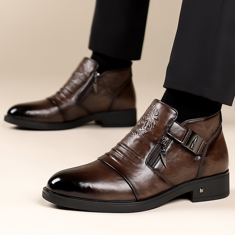 남성용 레트로 라이온 헤드 지퍼 드레스 슈즈 오피스 비 - Men Formal Wear With Boots 리뷰 및 가격