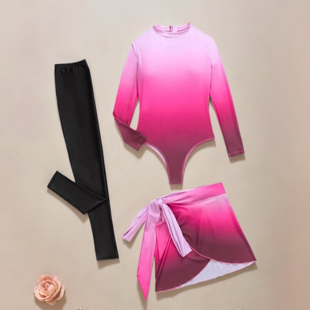 블루 긴팔 수영복 하이넥 랩 스커트 수영복 타이 프론트 - Slim Fit Suit Set 리뷰 및 가격